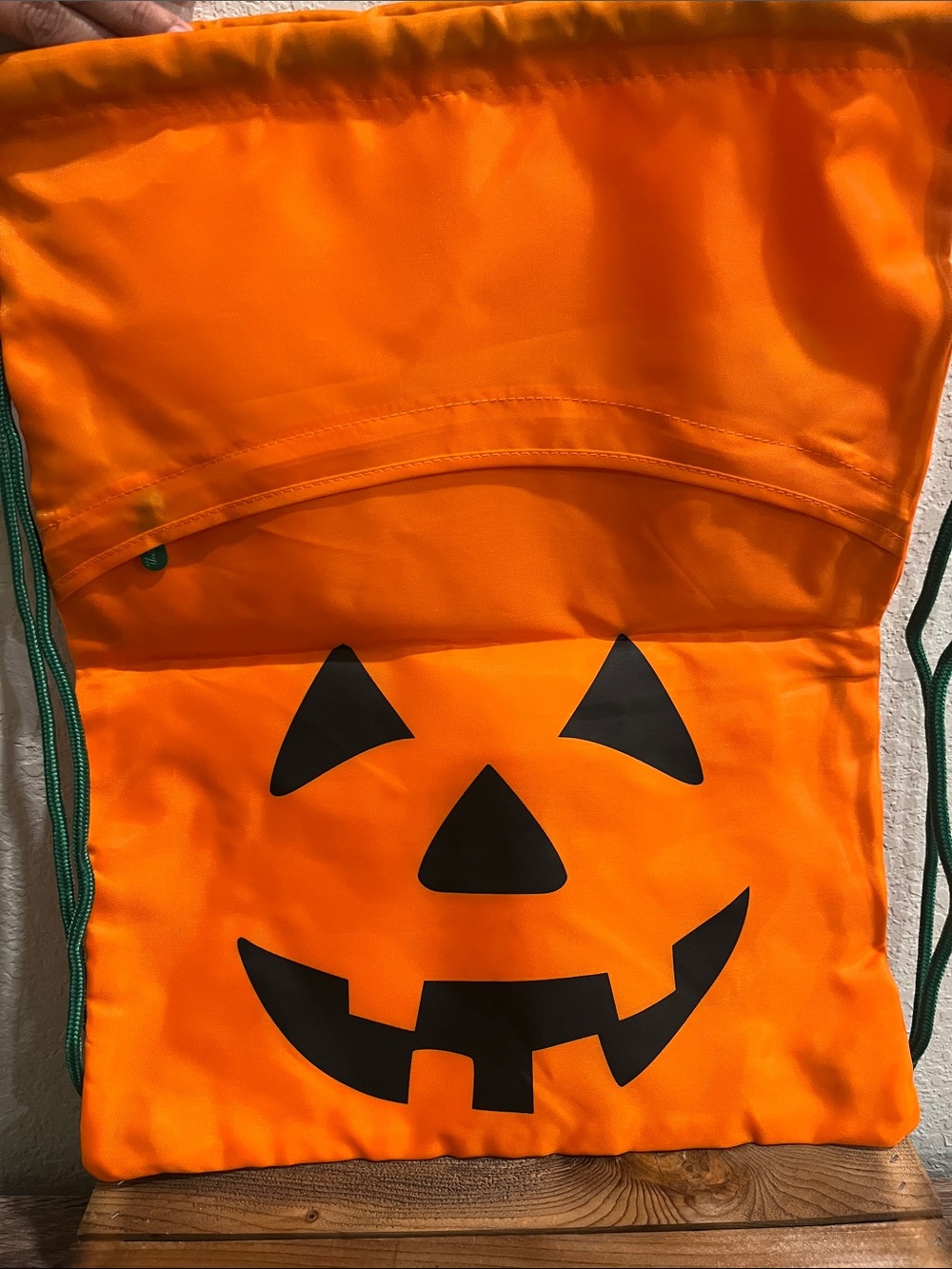 Thirty-one Cinch Sac Orange Pumpkin Face Drawstring Backpack